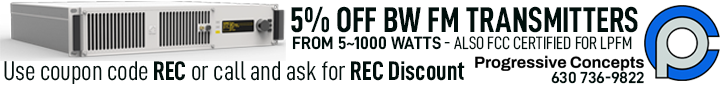 5% off BW Transmitters at Progressive Concepts.  Use coupon code REC or ask for REC discount.